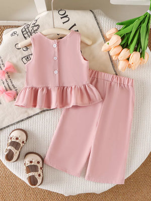 Children's Ruffled Hem Tank And Pants Set option 6