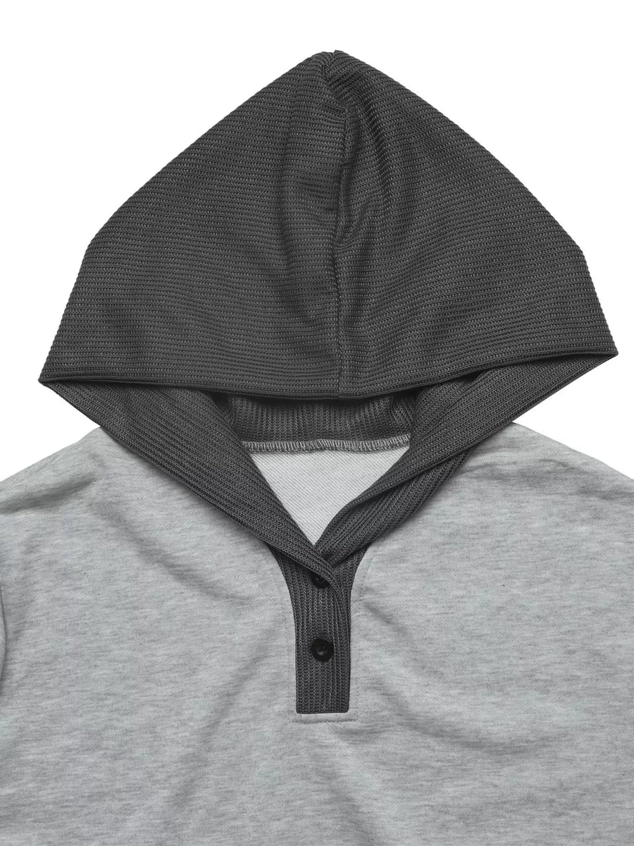 athleisure pullover hoodie in Gray with hooded