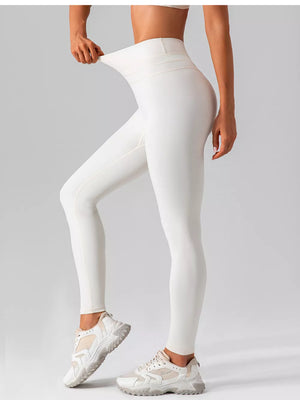 V-neck Tank And High-waisted Seamless Pants Set in Creamy-white with buttery-soft