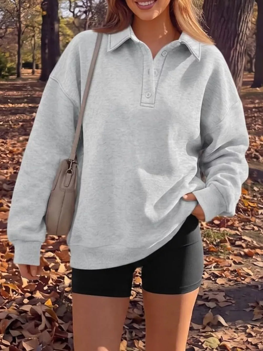 65% polyester, 30% viscose, 5% elastane Care instructions: Machine wash cold sweatshirt in Light Gray with oversized