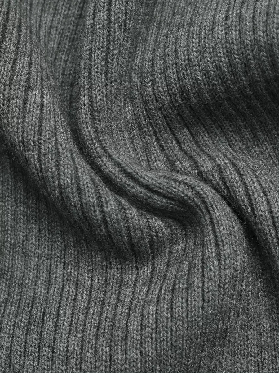 Turtleneck Button-down Cardigan in charcoal with buttoned