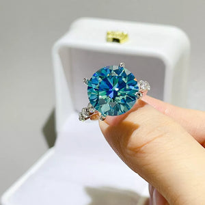 ring in teal featuring faceted stone and classic fit