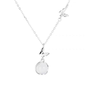 silver necklace with collarbone length and clasp
