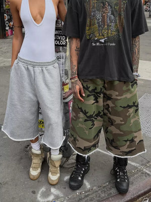 White Wide-leg Cropped Sweatpants With Pockets