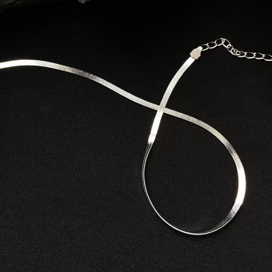 silver necklace with choker and hook-and-eye