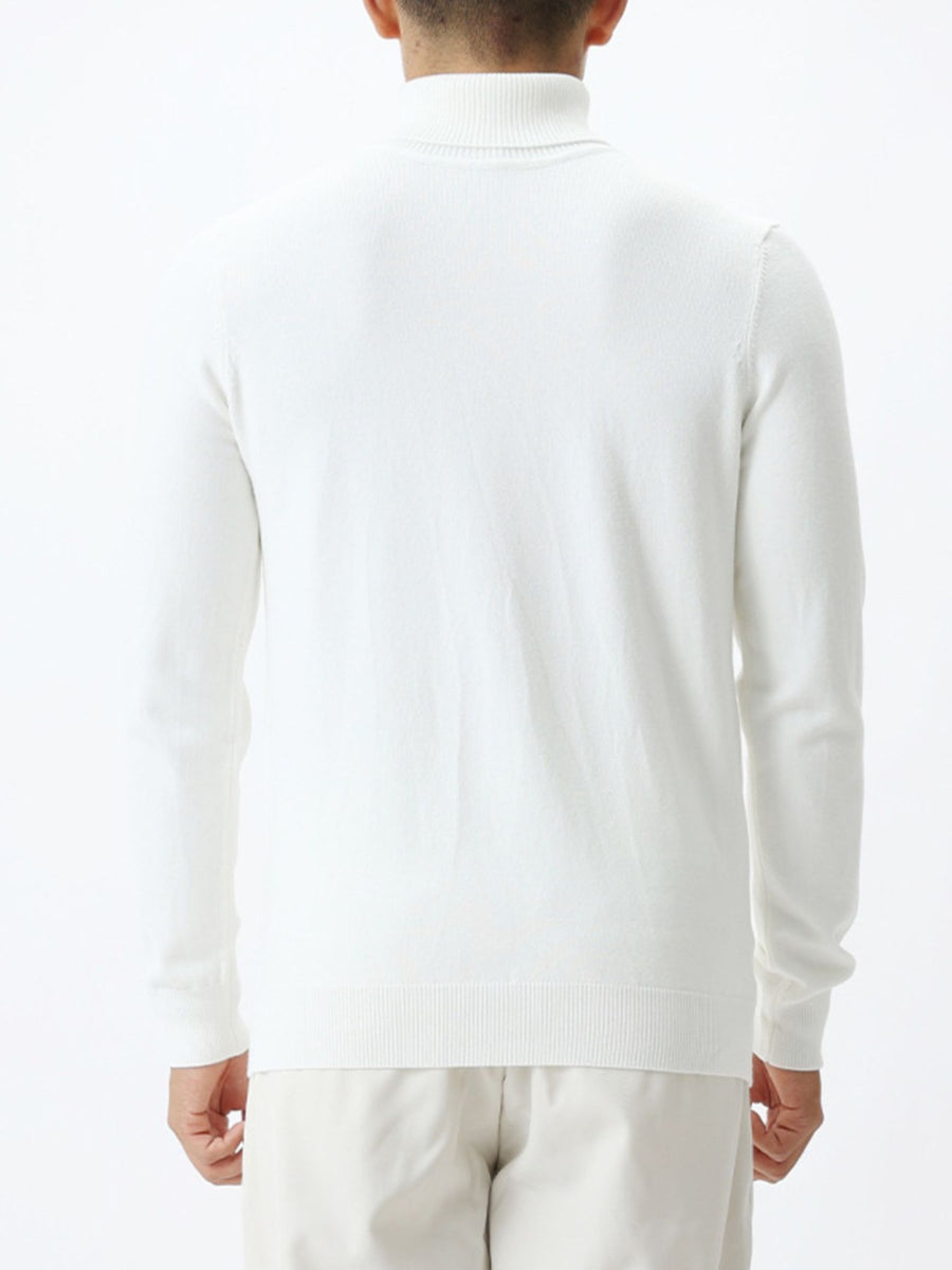 Men's Plus Size Slim-Fit Ribbed Turtleneck Sweater in Brown with thermal