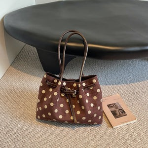 shoulder bag featuring polka dot in black with Suede Imported Size & texture