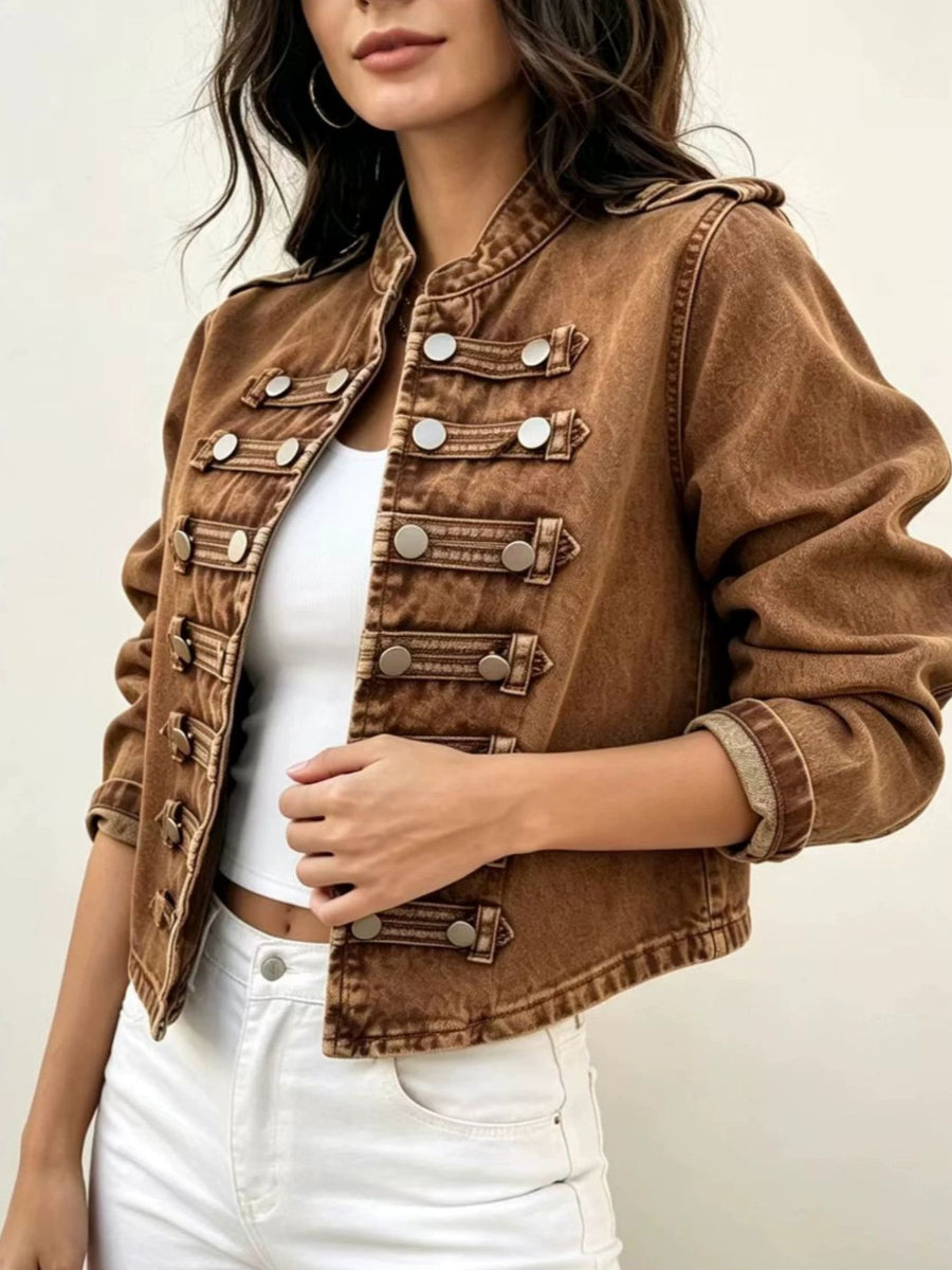 95% cotton,5% spandex Care instructions: Machine wash cold denim jacket in Army Green with regular silhouette