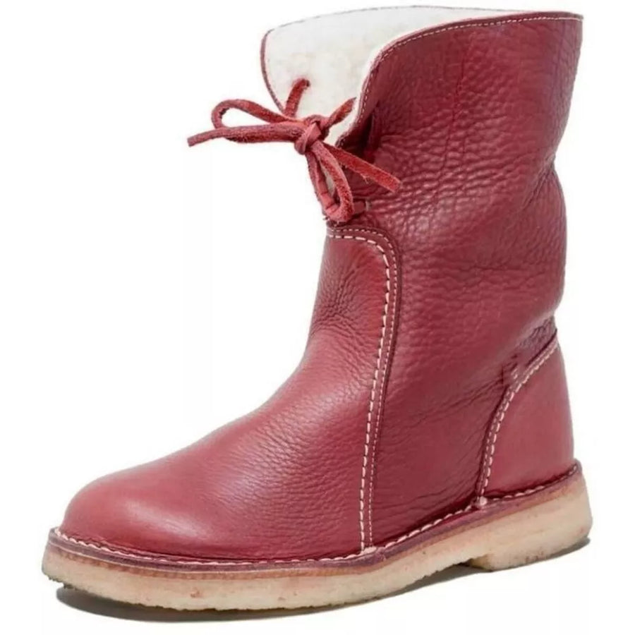 Round Toe Flats Boots in Dark Brown with round toe