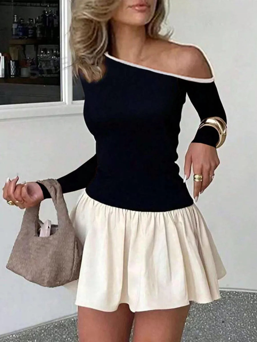 100% polyester Care instructions: Machine wash cold one-shoulder top in white with fitted silhouette