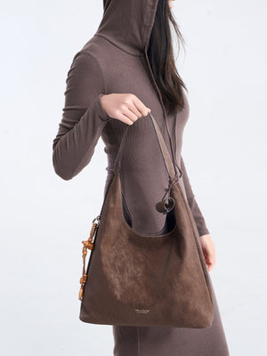 PU Leather Imported Size & handbag in Brown with relaxed silhouette