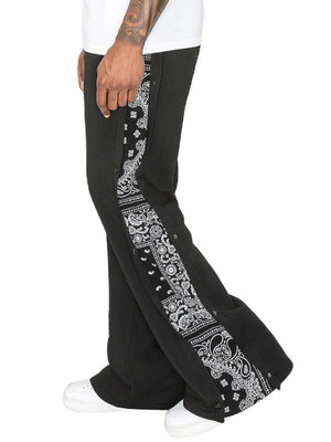 Black with Men's Full Size Side Snap Button Pants Plus Size in Black