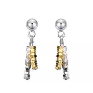 silver earrings with stud fastening and null