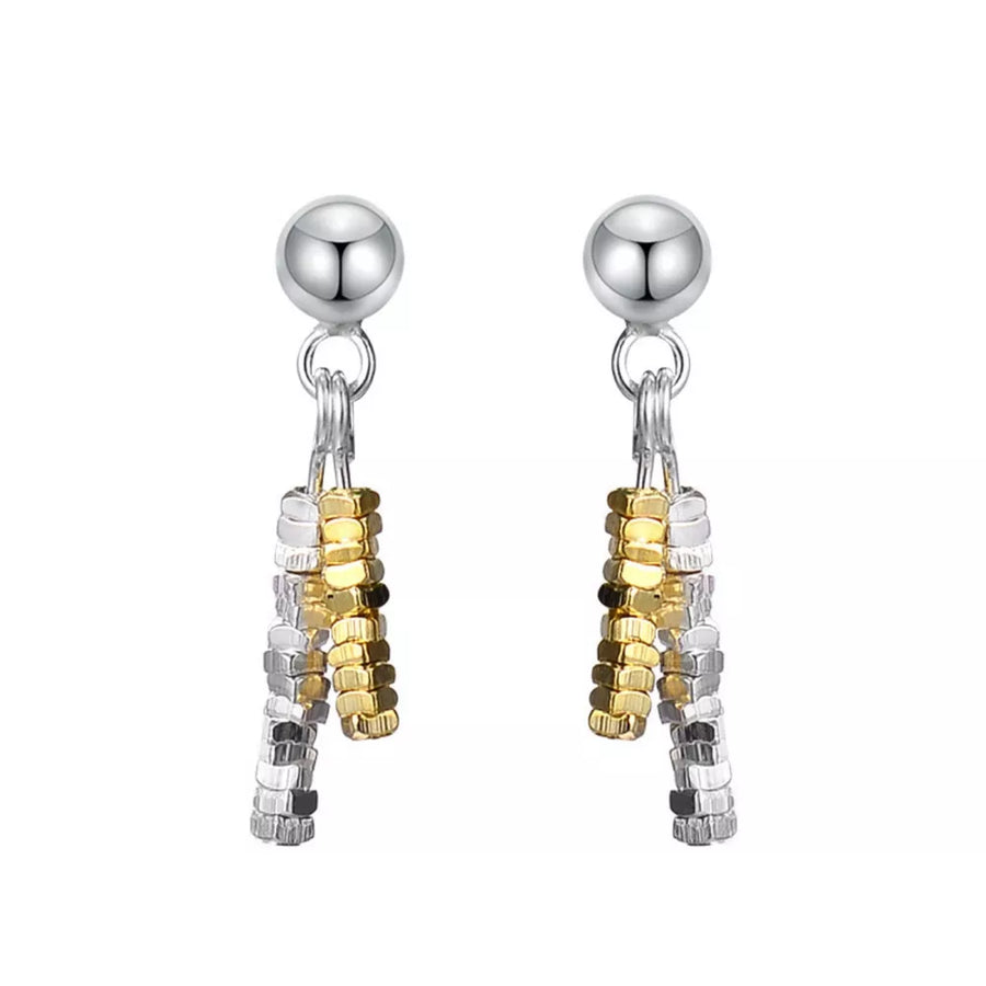 silver earrings with stud fastening and null