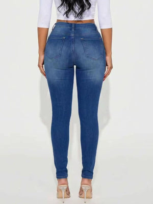 73% Cotton, 14% Rayon, 11% Polyester, 2% Spandex Care instructions: Machine wash skinny jeans in Peacock Blue with slim