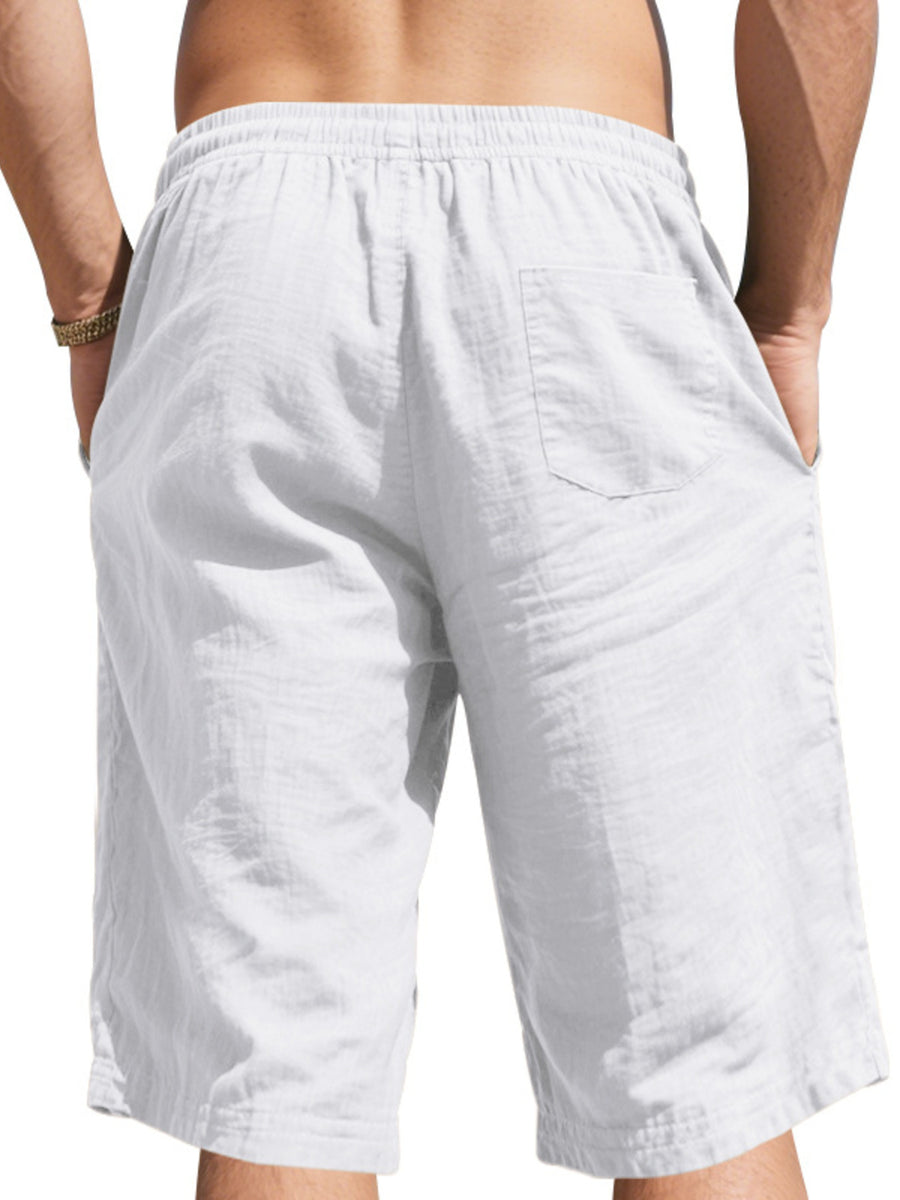 Men's Casual Drawstring Bermuda Shorts Plus Size in Light Blue, view 15