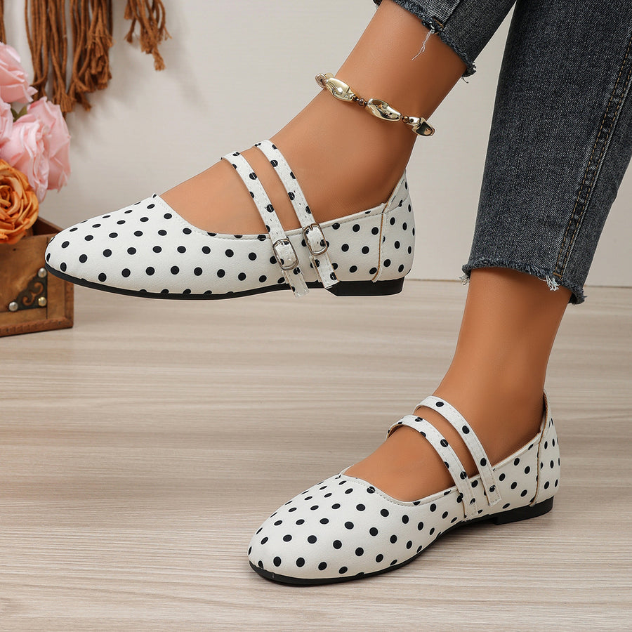 light tan Mary Jane flats