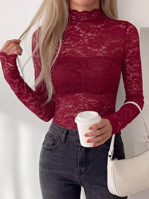 Black blouse with sheer and long sleeve