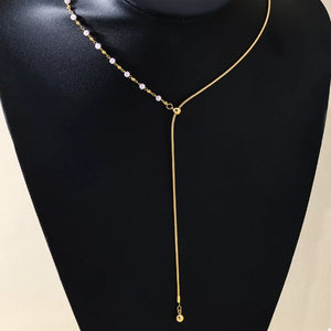 18k Gold-plated Chain Y-drop Necklace With Synthetic Pearl in white with Y-drop design