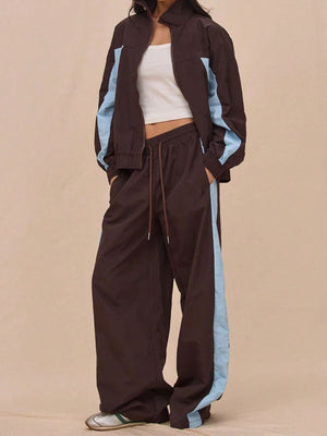 tracksuit featuring color-block in espresso brown with 100% polyester Care instructions: Machine wash cold texture