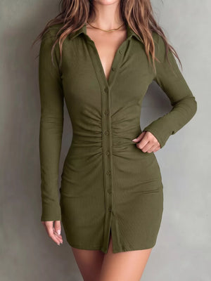 bodycon dress featuring ribbed in Moss with 95% polyester, 5% elastane Care instructions: Machine wash cold texture