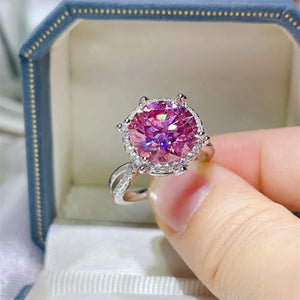 ring in pink featuring halo setting and halo fit