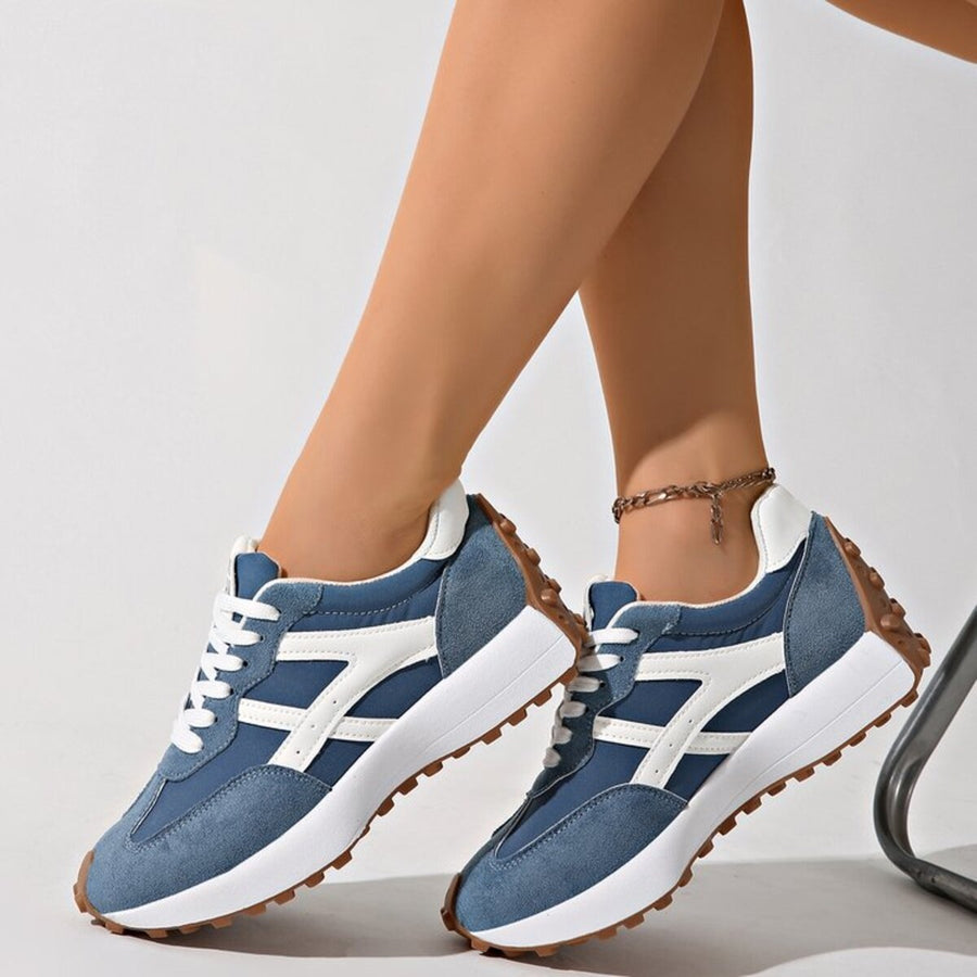 Round Toe Lace Up Sneakers Style 10600142493 in White with round toe