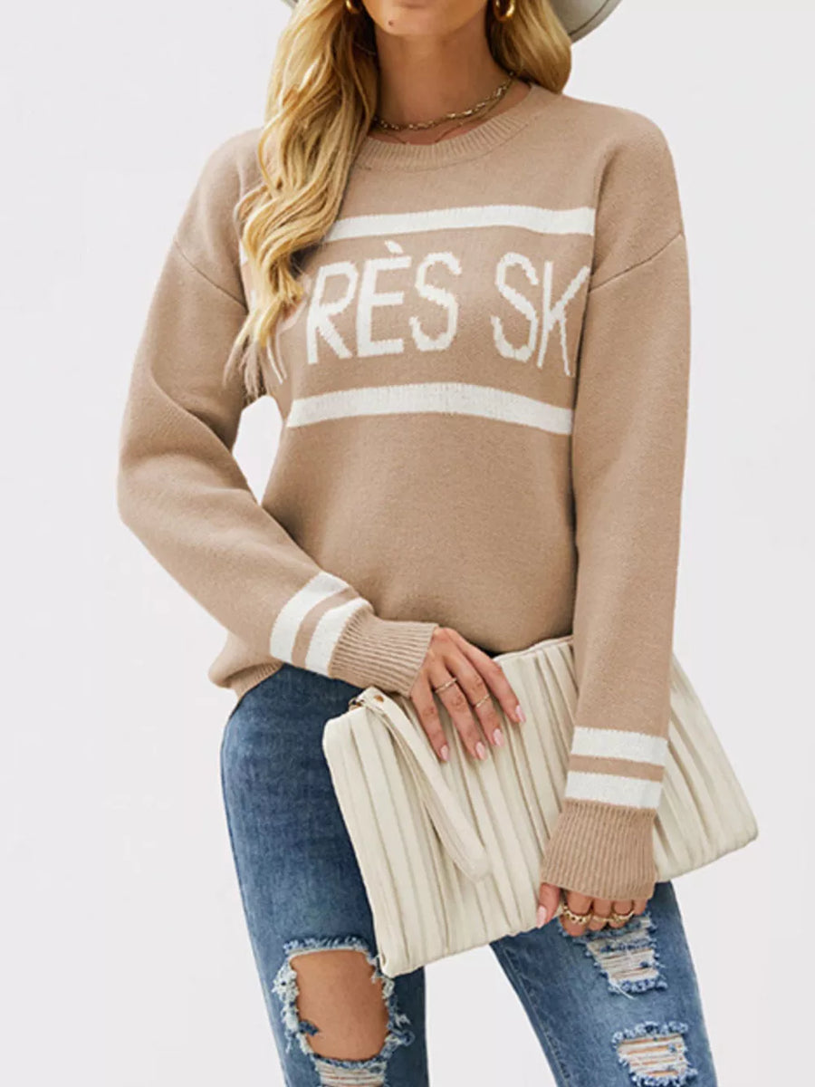 crewneck sweater featuring graphic in white with 50% Rayon 28% Polyester 22% Nylon Care instructions: Machine wash cold