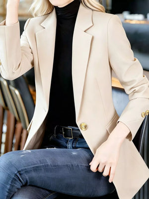 Black blazer with notch lapel and long sleeve