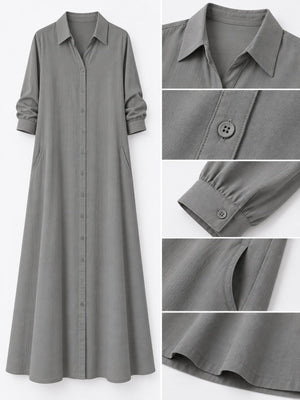 Navy relaxed shirt dress with collared