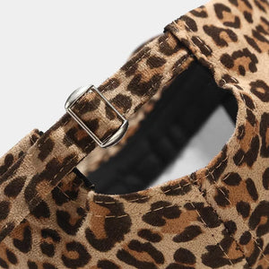 cap in tan with leopard and curved brim
