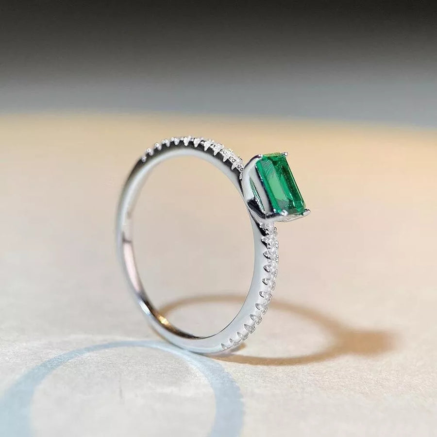 925 sterling silver, Zircon Care instructions: Avoid wearing during exercise, as ring in Green with straight silhouette