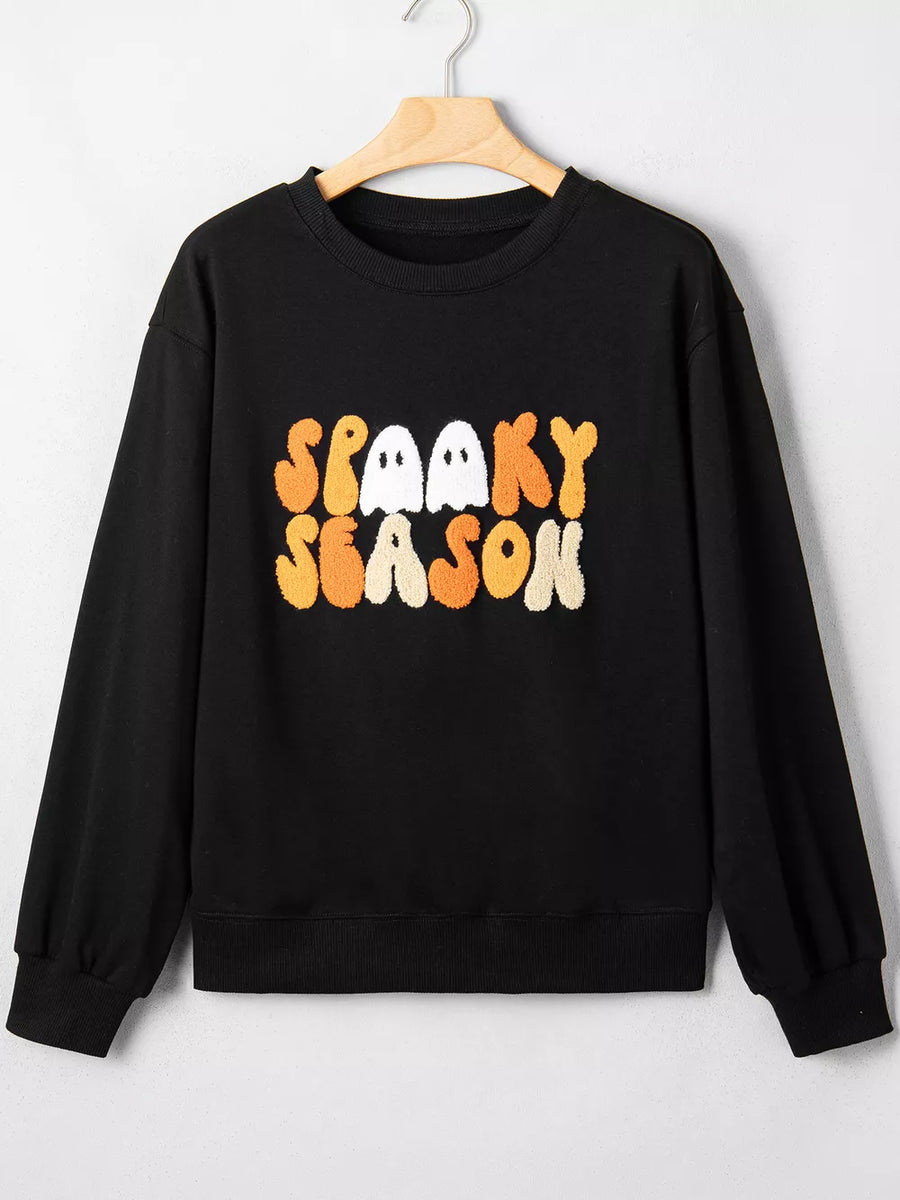 65% polyester, 35% cotton100% polyester Care instructions: Machine wash cold sweatshirt in white with relaxed silhouette