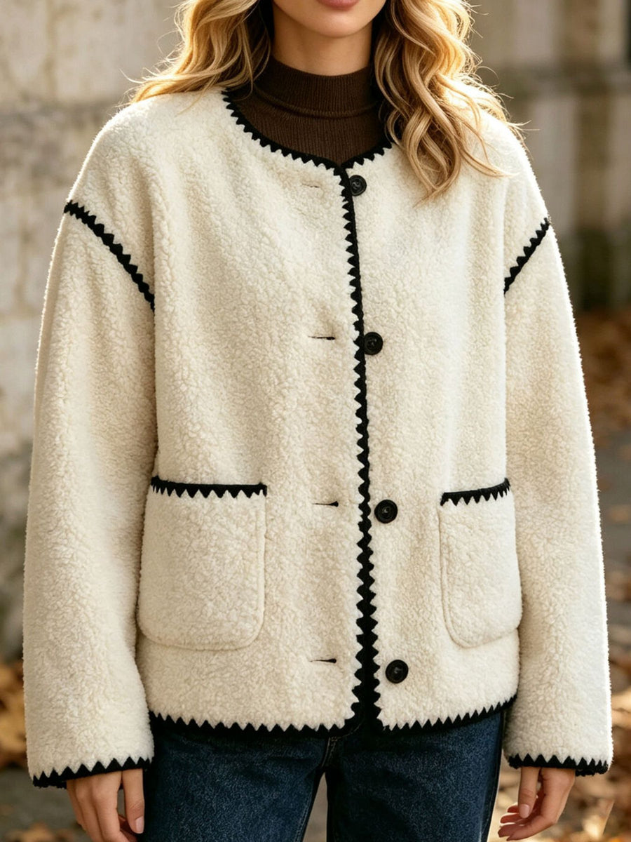 100% polyester Care instructions: Machine wash cold jacket in White with boxy silhouette
