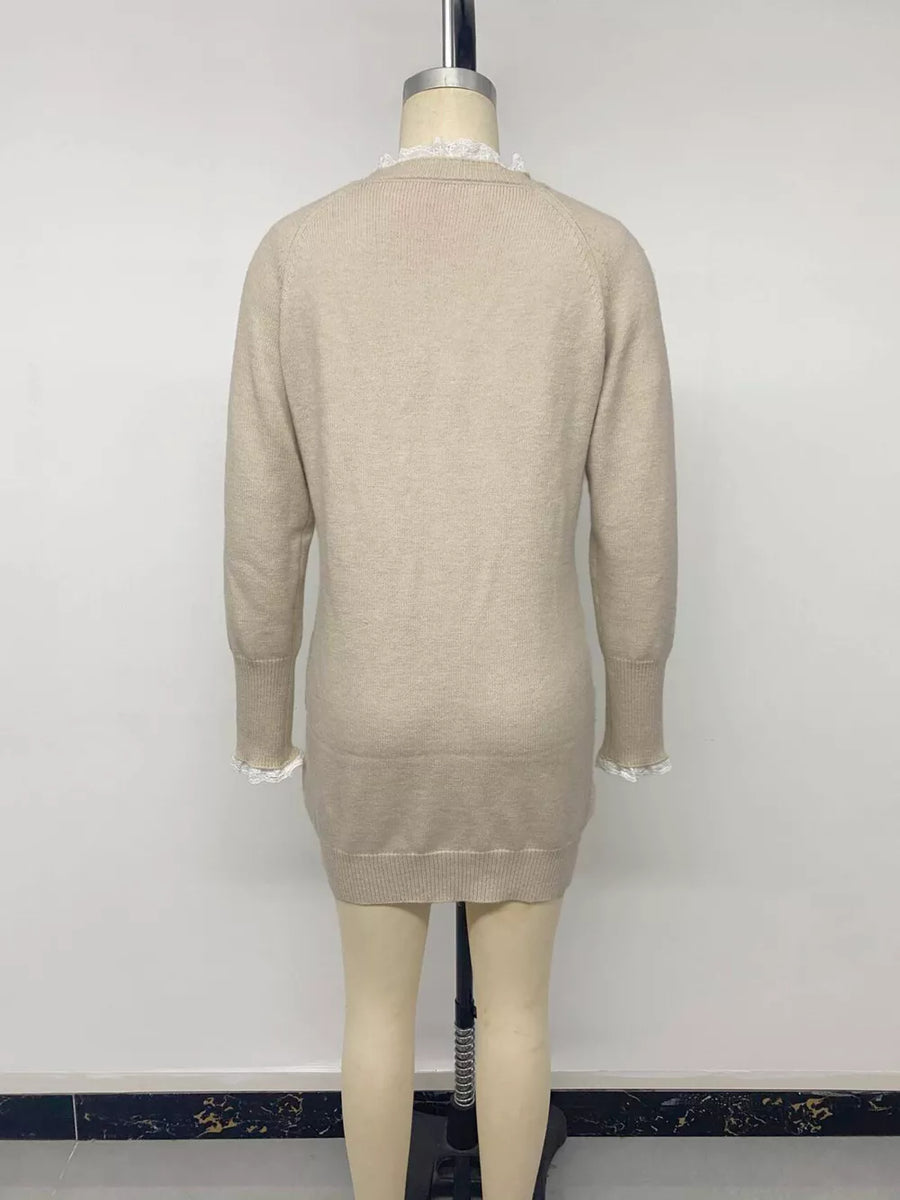 sweater dress featuring cable knit in Khaki with 45% acrylic, 29% polyester, 26% polyamide Care instructions: Machine wash
