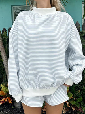 sweatshirt featuring striped in Light Blue with 95% viscose, 5% elastane Care instructions: Machine wash cold texture