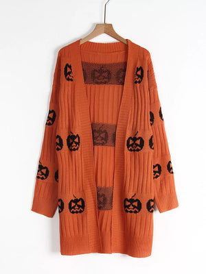 cardigan in Black with ribbed and thigh-length