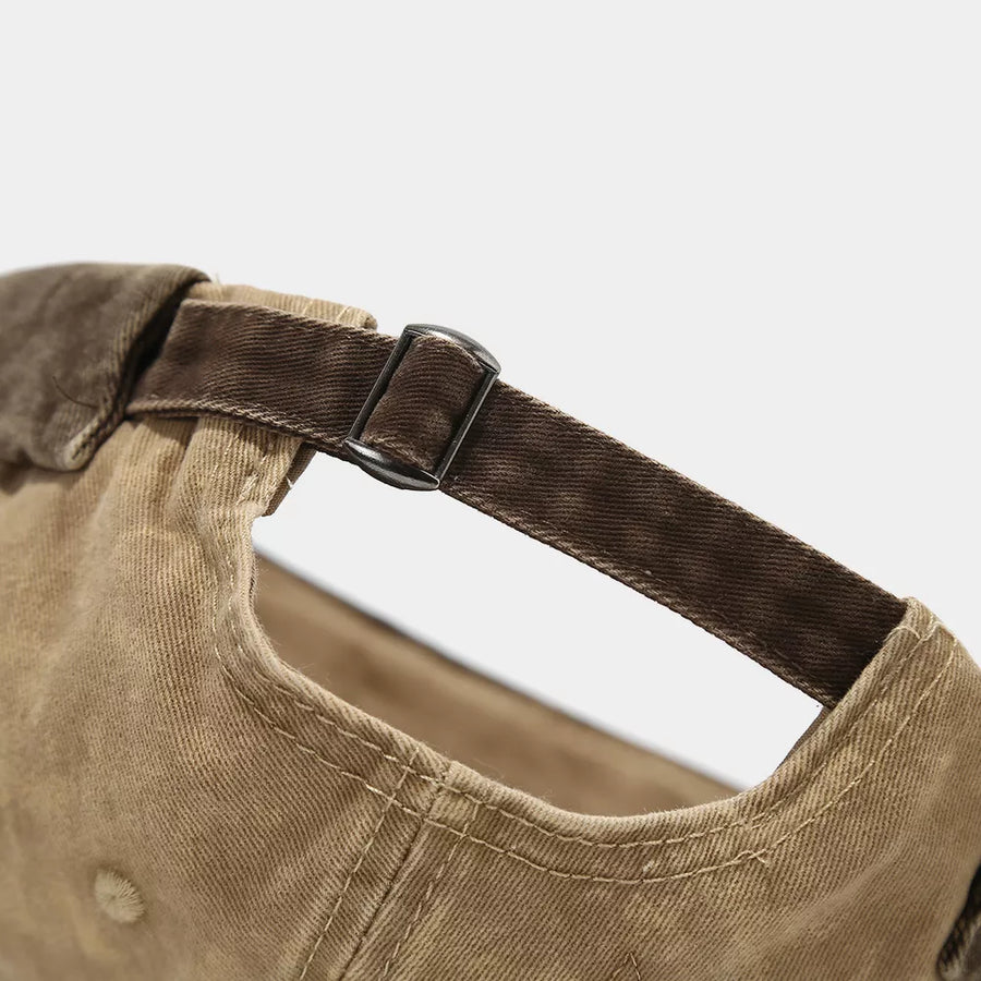 Vintage Distressed Star Patch Hat in Camel with distressed
