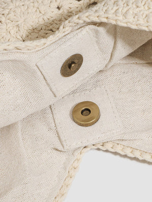 Beige Crochet Knit Shoulder Bag in Beige with crochet knit