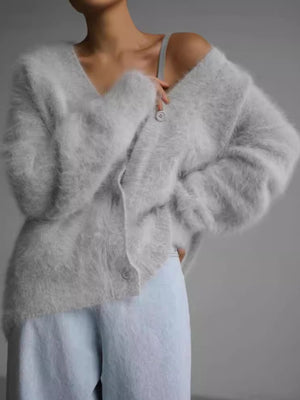 Golden mink fleece Care instructions: Hand wash cold cardigan in Yellow with oversized silhouette