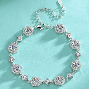 925 sterling silver,Moissanite Carat weight: 4ct Care instructions: Avoid wearin bracelet in Silver with straight silhouette