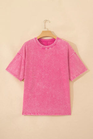 Solid Color Cotton Mineral Washed Oversize Tee option 7