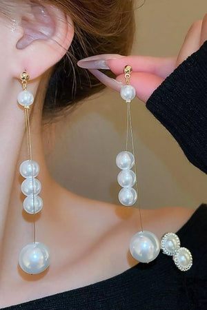 earrings featuring geometric in Style B with Freshwater Pearl, Synthetic Pearl, 18K Gold-Plated, Alloy, Resin, Crystal