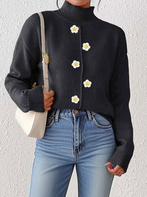 Dust Storm relaxed cardigan with turtleneck