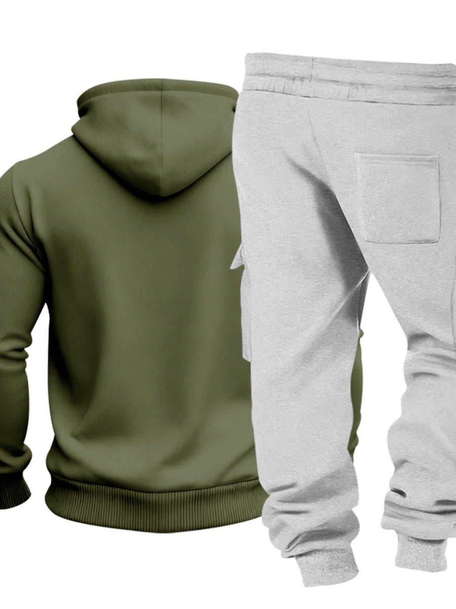 Men's Kangaroo Pocket Hoodie & Sweatpants Set