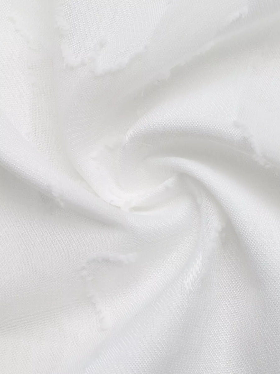 white button-down shirt with button-front and butterfly-print