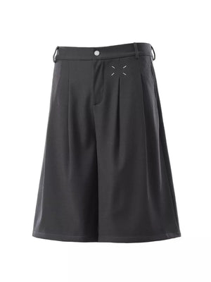 Dark Gray Men's Pleated Loose Fit Capris