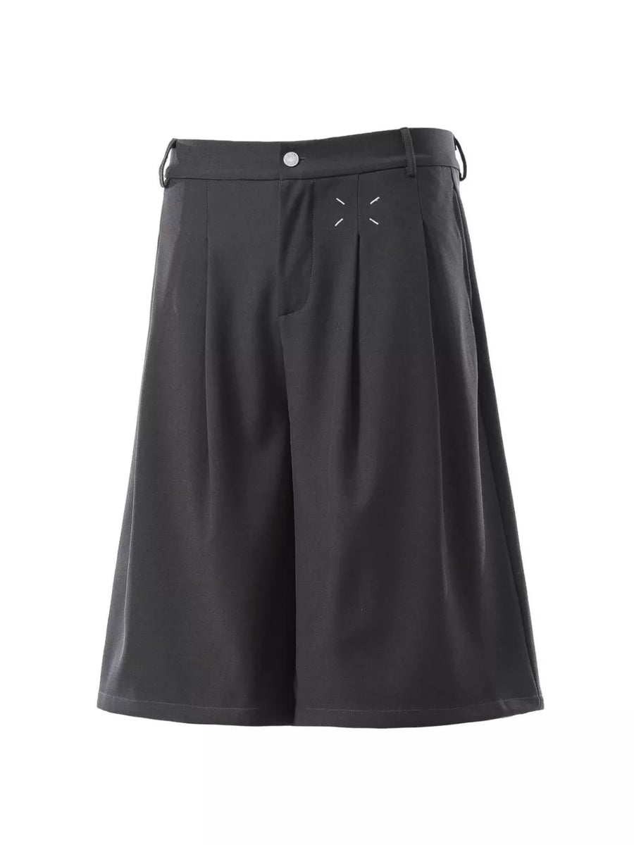 Dark Gray Men's Pleated Loose Fit Capris