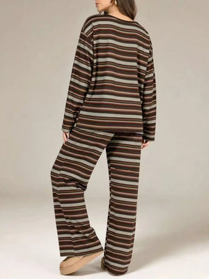 100% polyester Care instructions: Machine wash cold pajama set in charcoal with relaxed silhouette