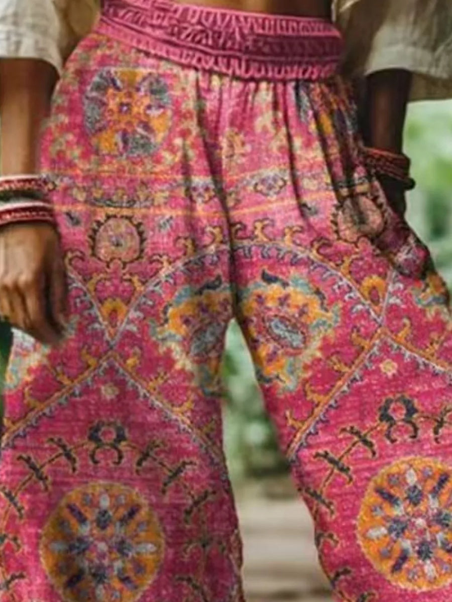 wide-leg pants featuring floral in White with 100% polyester Care instructions: Machine wash cold texture
